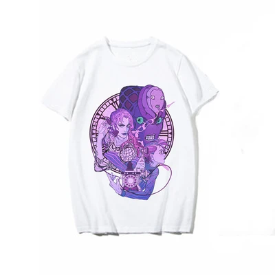 white Косплэй Легенда аниме JoJo невероятное приключение Diavolo двойной Косплей рубашка Футболка Топ - Цвет: white