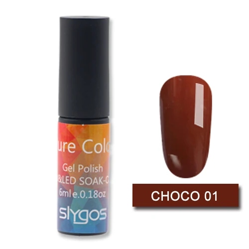 Choco 01 SLYGOS 6 мл шоколадный коричневый кофе карамель замочить от УФ/светодиодный гель лак для ногтей 6 Чистый Цвет гель лак для маникюра - Цвет: Choco 01