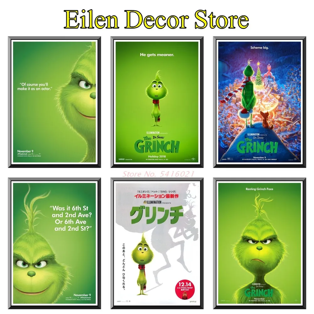 Grinch ретро постер к фильму из фильма наклейка Художественная печать Картина