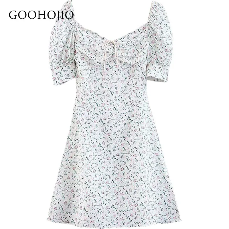 

GOOHOJIO 2021 New Spring and Autumn Skinny Women Dresses Fashionable Chic Dress for Ladies Floral Square Collar Dresses Women