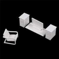 1set white doll furniture desklamplaptopchair accessories for doll girl play doll house doll house parts