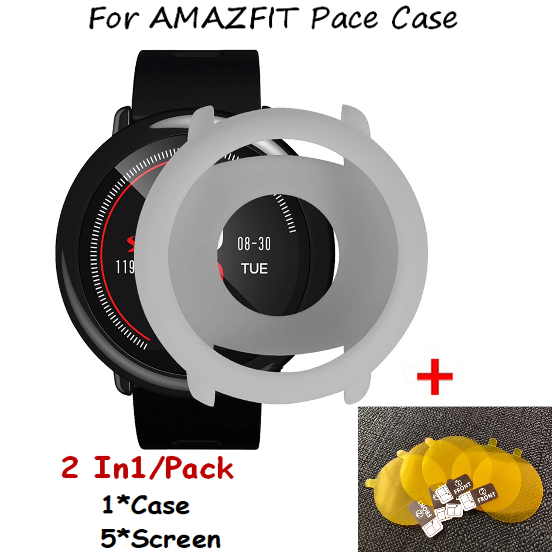 Защитный чехол 2 в 1 для Xiaomi Huami AMAZFIT Pace Band чехлы из ТПУ с ремешком и защитная пленка