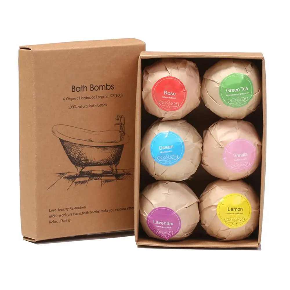 

6pcs Bath Bomb Skin Whitening Bath Salt Body Moisturizing Bath Bombs Ball Natural Bubble Bath Salt Ball Gift Set Spa