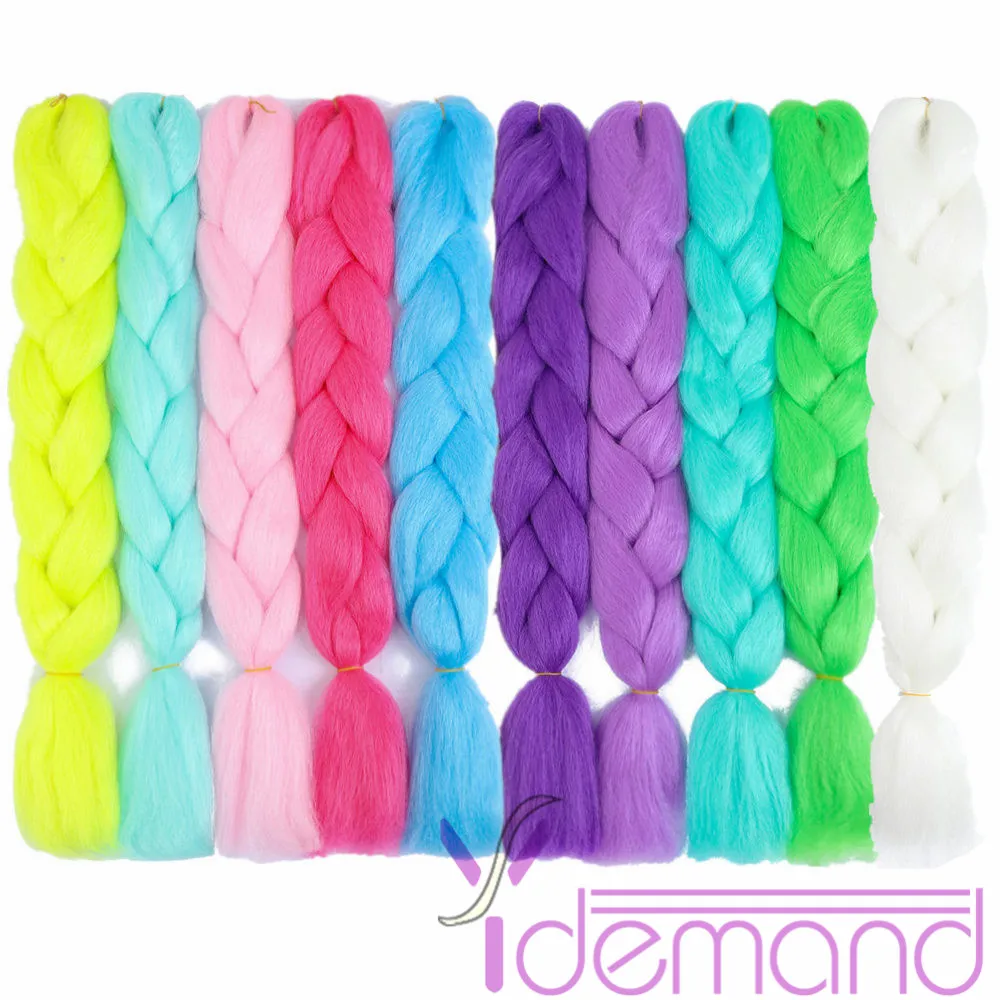 Y Demand Luminous Jum bo-Braid Synthetic Braiding 24inch 100g Shining Hair In The Darkness Florescent Ligh Glowing Braiding Hair