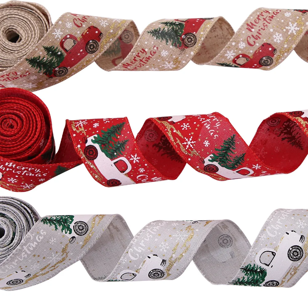 

10pcs New 2m Printed Ribbon Christmas Decoration Ribbon Christmas Tree Decoration Home Decoration Color Ribbon