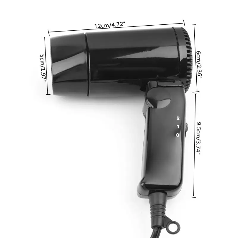

Portable 12V Car-styling Hair Dryer Hot & Cold Folding Blower Window Defroster 1.2 meters of power cable compact design