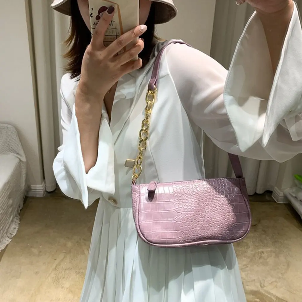 

Women's Leather Bag Crocodile Pattern Shoulder Bag Fashion Artistic Handbag Casual Single Shoulder Soft High Texture Quality