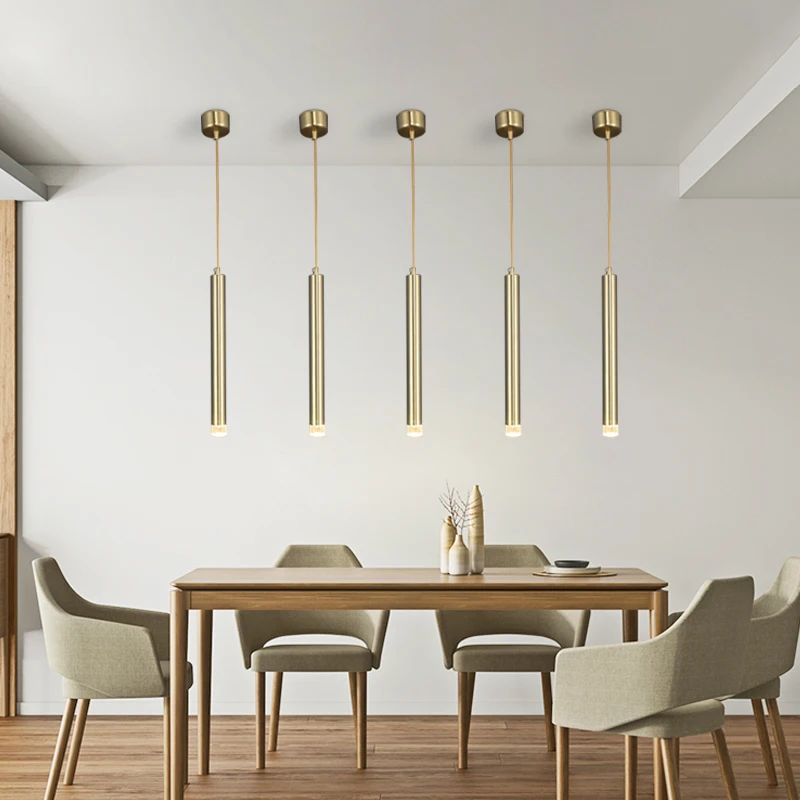 Nordic Long Tube Dimmable 30cm 50cm Pendant Lights Hanging Kitchen Light Length Adjustable Home Dining Room Lighting Lights