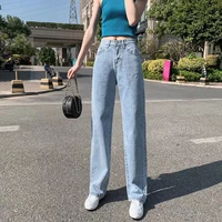 korean cute straight jeans woman high waist blue loose mom jeans woman 2022 streetwear wide denim y2k pants trousers cowboy