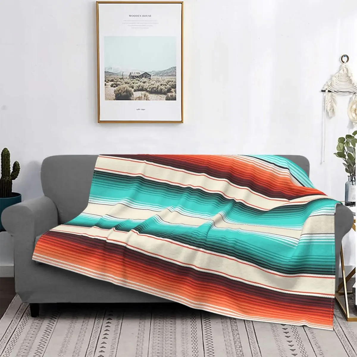 

Навахо-colcha a cuadros para cama, manta de lana, colcha de пикник, color blanco turquesa y кемпинг
