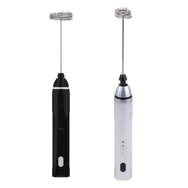 

USB Rechargeable Milk Frother Mixer 2 Whisk Handheld 3-Speed Milk Foamer For Cappuccino,Egg beater Mini Blender Built in