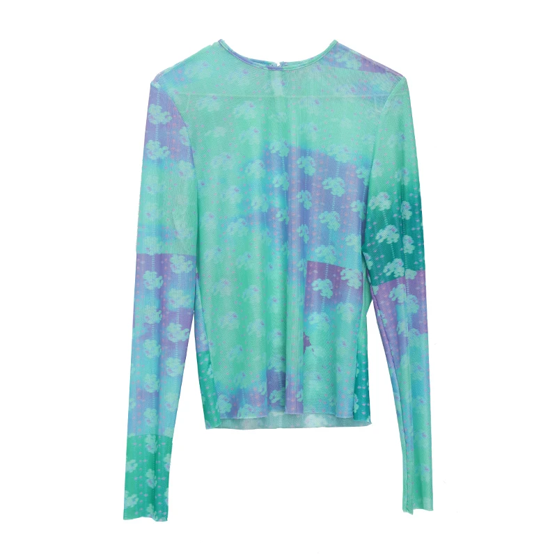 

TWOTWINSTYLE Casual Print Women T-Shirt O Neck Long Sleeve Elastic Fabric Slim Hit Color T Shirt Female Fashion Clothes 2020 New