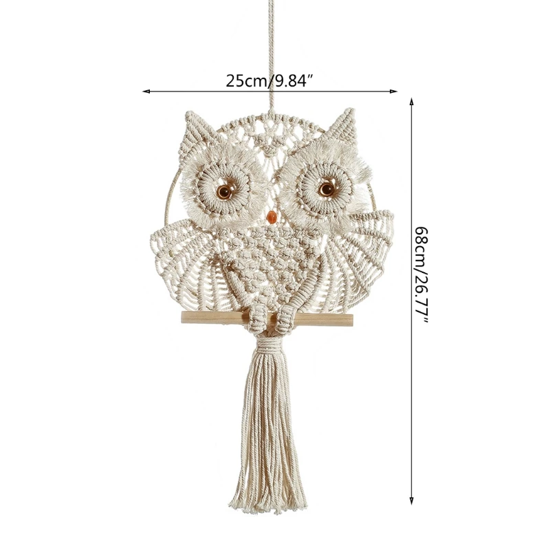 

Hand-woven Tapestry Owl Shape Mural Tufted Tassel Woven Wall Hanging Decor Cotton Decorative for Living Room Decoration