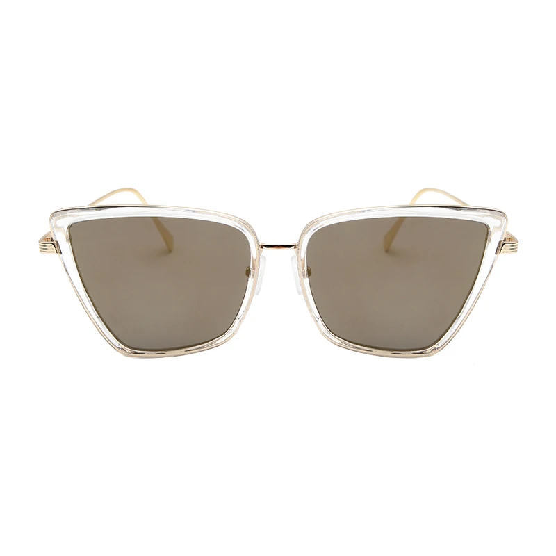 Новые брендовые дизайнерские солнцезащитные очки Cateye, женские винтажные металлические очки, зеркальные ретро очки Lunette De Soleil Femme UV400 - Цвет линз: C4