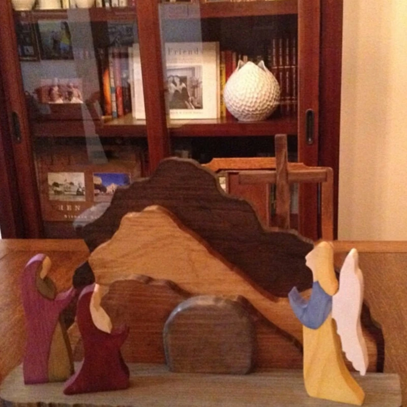 

G2AF Easter Decorations Figurines Resurrection Clever Creations Scene Wooden Nativity