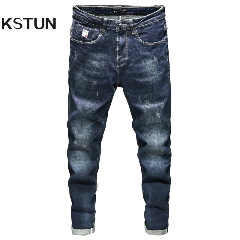 

Brand Man Jean Stretch Slim Fitness Dark Blue Streetwear Pants Original Man Jeans Male Denim Trousers Spring And Autumn 2022 New