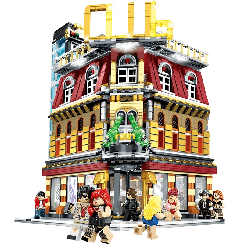 MOC Creator Expert светодиодный 5 в 1 роскошный ночной клуб город улица вид строительные