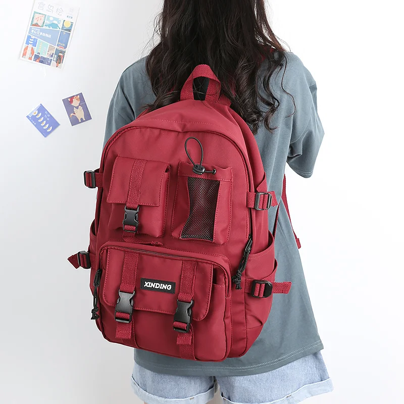 2021 School Student Backpack Large Capacity Comfortable Girl Teenager Fashion Bag Black Red For Junior High School Student Pack