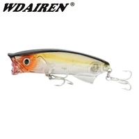 wdairen popper hard fishing lure 80mm 11 5g topwater artificial plastic bait with 2 treble hooks fishing wobblers pesca tackle