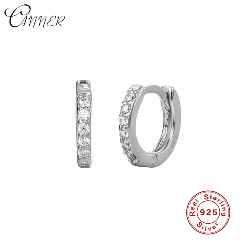 Женские серьги-гвоздики CANNER маленькие круглые серьги из серебра 100% пробы с