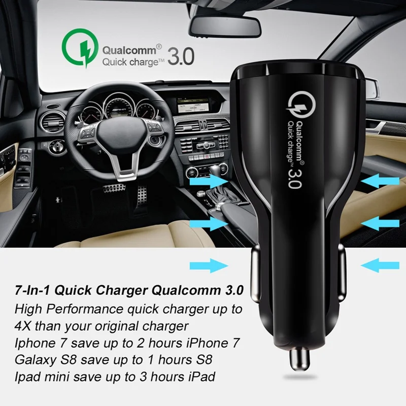 

Устройство зарядное автомобильное с 2 USB-портами и поддержкой быстрой зарядки