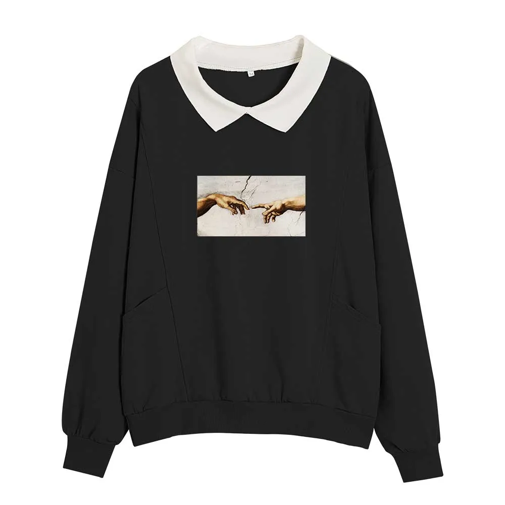 

Women's Sweatshirt Michelangelo Kawaii Clothes Oversized Sweatshirt Ladies Pullovers Fashion Harajuku Retro Print Korean Tops