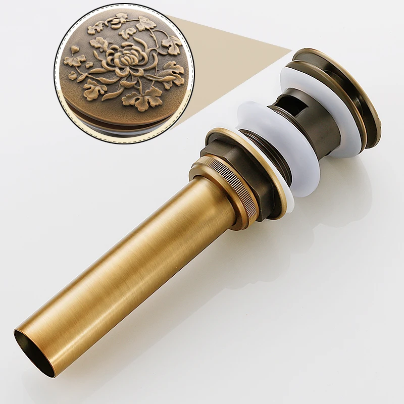 Antique Brass C Роскошная раковина для ванной комнаты, всплывающая сливная латунная с& без перелива раковиной, Слив отходов, 5 цветов на выбор - Цвет: Antique Brass C