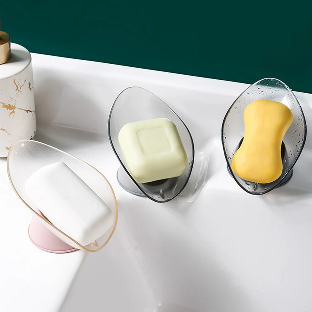 

Bathroom Soap Holder Leaf Shape Soap Box Creative Bathroom Kitchen Dish Storage Non-slip Drain Soap Storage Case Container