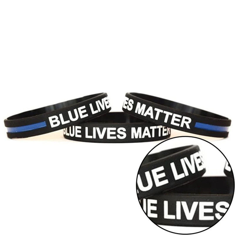 2020 моды! Стиль с надписью Police Lives Matter Напульсники черный тонкая Голубая линия