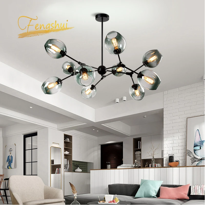 

Nordic Glass LED Chandelier Lighting LOFT Pendant Lamp Living Room Bedroom Chandeliers Ball Kitchen Fixtures Lustre Luminaire