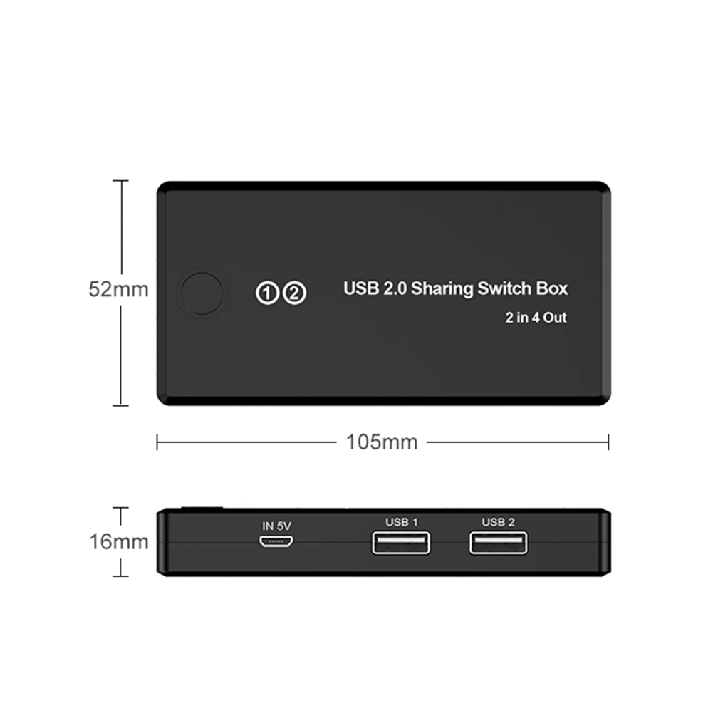 

USB KVM Switch USB 3.0 2.0 Switcher KVM Switch for Windows10 PC Keyboard Mouse Printer 2 PCs Sharing 4 Devices USB Switch