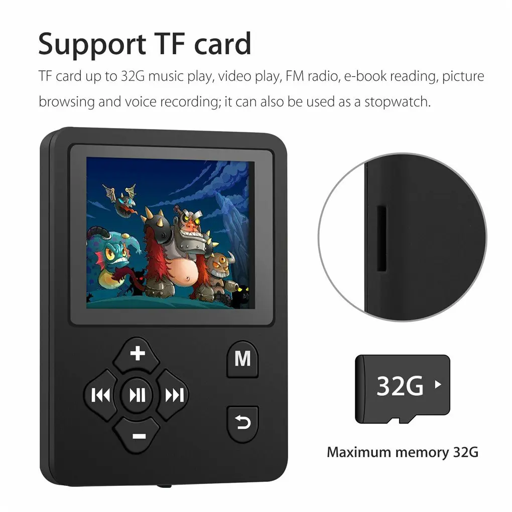 Мини MP3 плеер с поддержкой 32 ГБ Hi Fi портативный радио/FM/записью 1 8 дюймовый TFT экран
