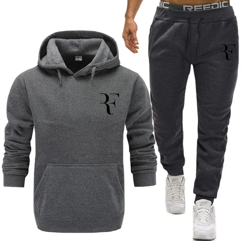 

NEW roger federer Men Running Sportswear Suits Sweatshirt Sweatpants Gyms Training Hoodies and Pants 2pcs Sets Tracksuit Coats