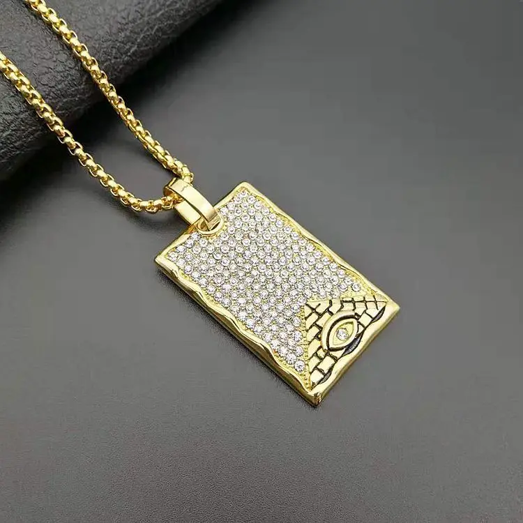 Egyptian Akhnaton Pharaoh Pendant Necklace with rhinestone In Stainless Steel eye Jewelry Charm Tutankhamun Hip Hop Jewellery | Украшения и