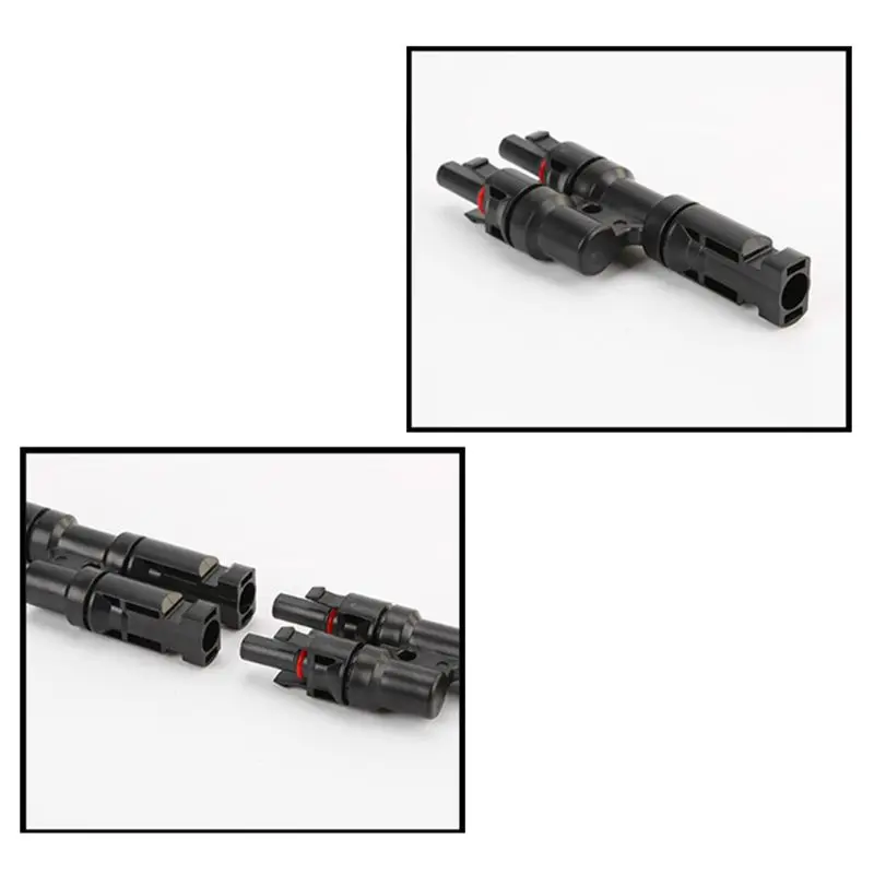 

1 Pair Fireproof Multi Parallel Connectors T-shaped Solar Panel Connector Photovoltaic Solar Energy Adapter X37B