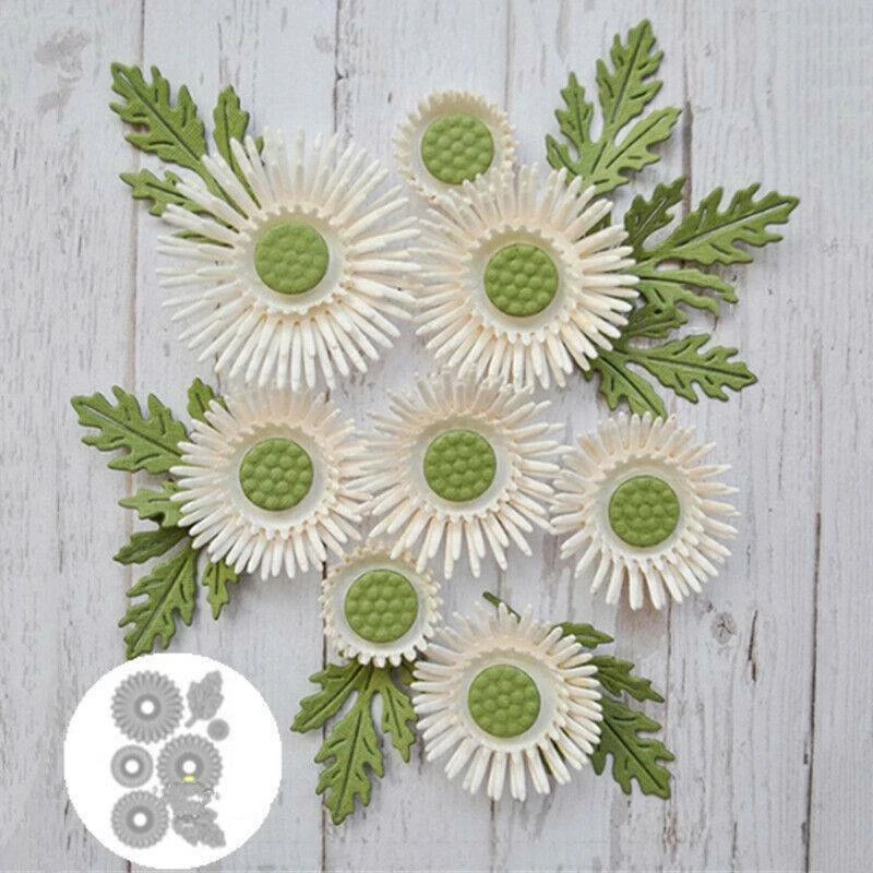 7 шт./компл. маргаритки цветок металлические режущие штампы трафареты с тиснением
