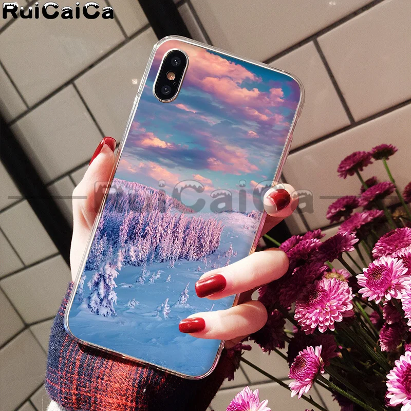 RuiCaiCa зимний Снежный горный Sceneary Мягкий ТПУ чехол для телефона Apple iPhone 8 7 6 6S Plus X XS MAX 5 5S SE XR сотовые телефоны