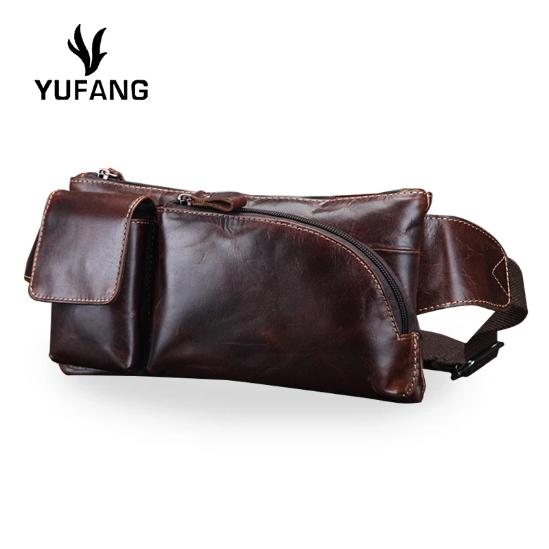 Yufang модные поясные пакеты мужские масляные восковые карманные кофейные