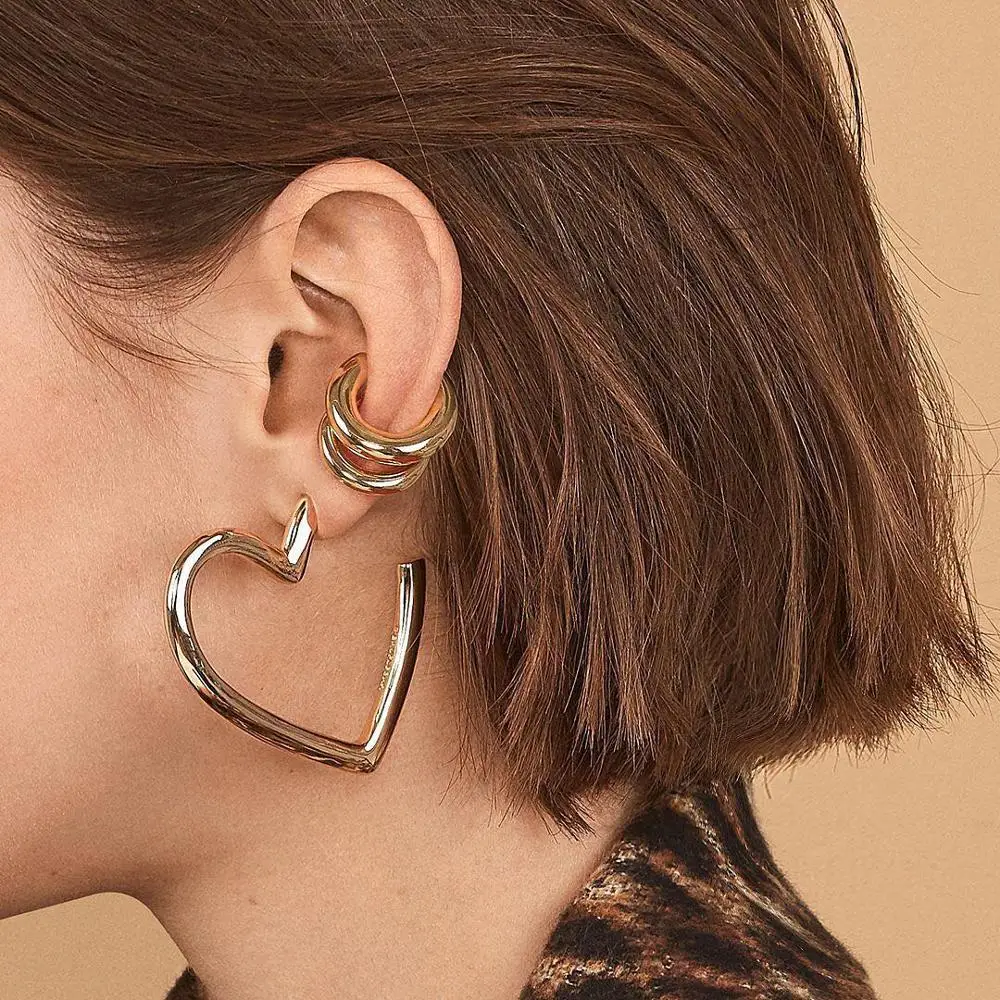 Новые богемные металлические серьги обруча сердца для женщин многоцветные Полые