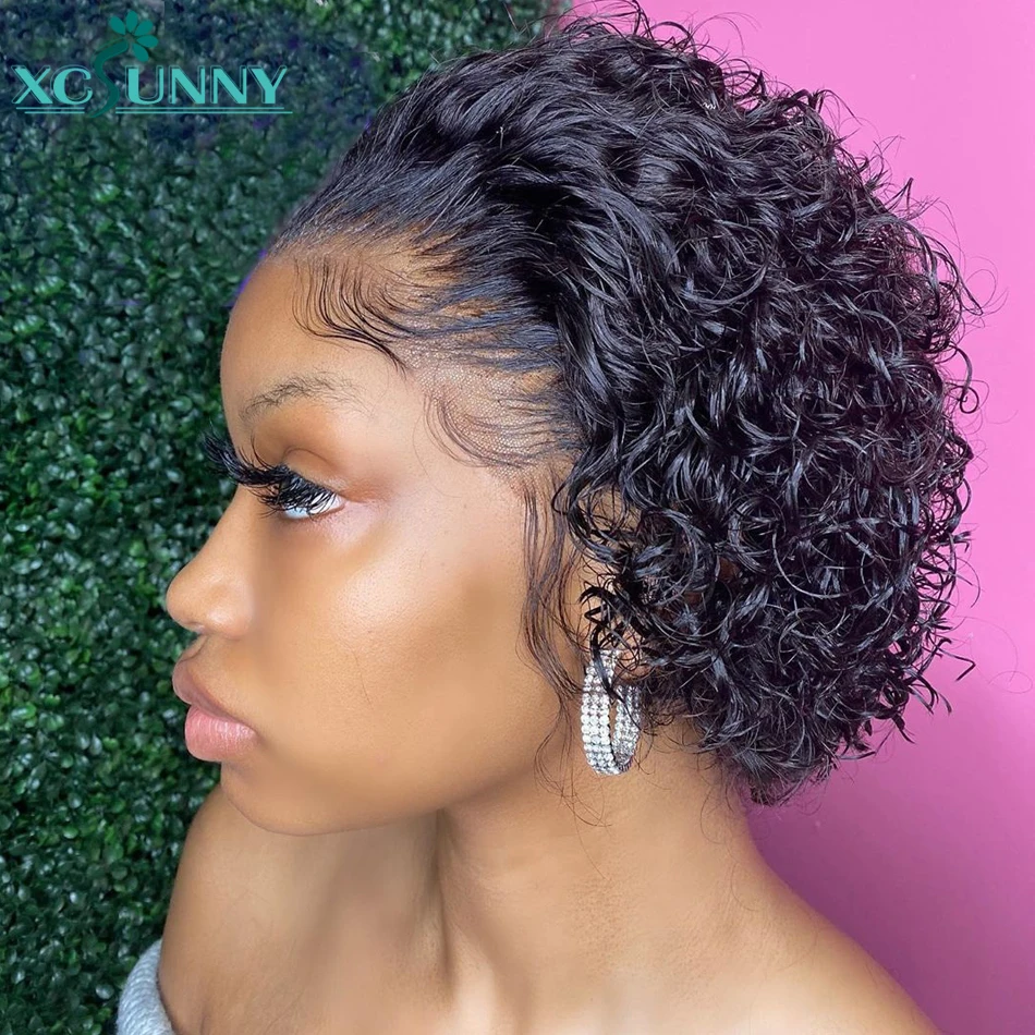 

Pixie Cut Wig Human Hair Short Curly Bob Wigs Cheap HD Transparent 13X1 Lace Front Wigs For Women Pre Plucked Brazilian Hair