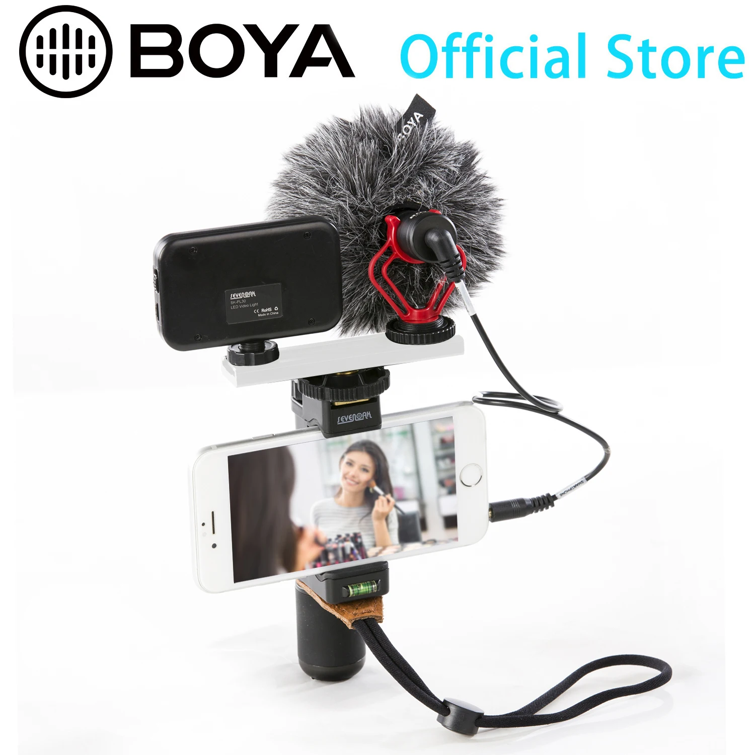 

BOYA BY-MM1 кардиоидный микрофон и PSC1 SmartGrip стойка для селфи & PL30 светодиодный светильник для смартфонов, камер, видеокамер, видеокамер