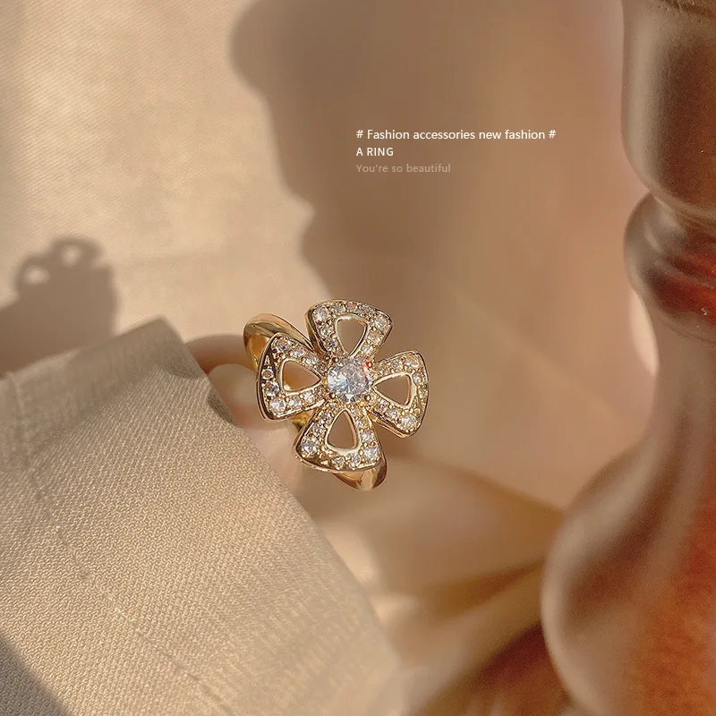 2021 корейские элегантные изящные циркониевые цветочные кольца для женщин и