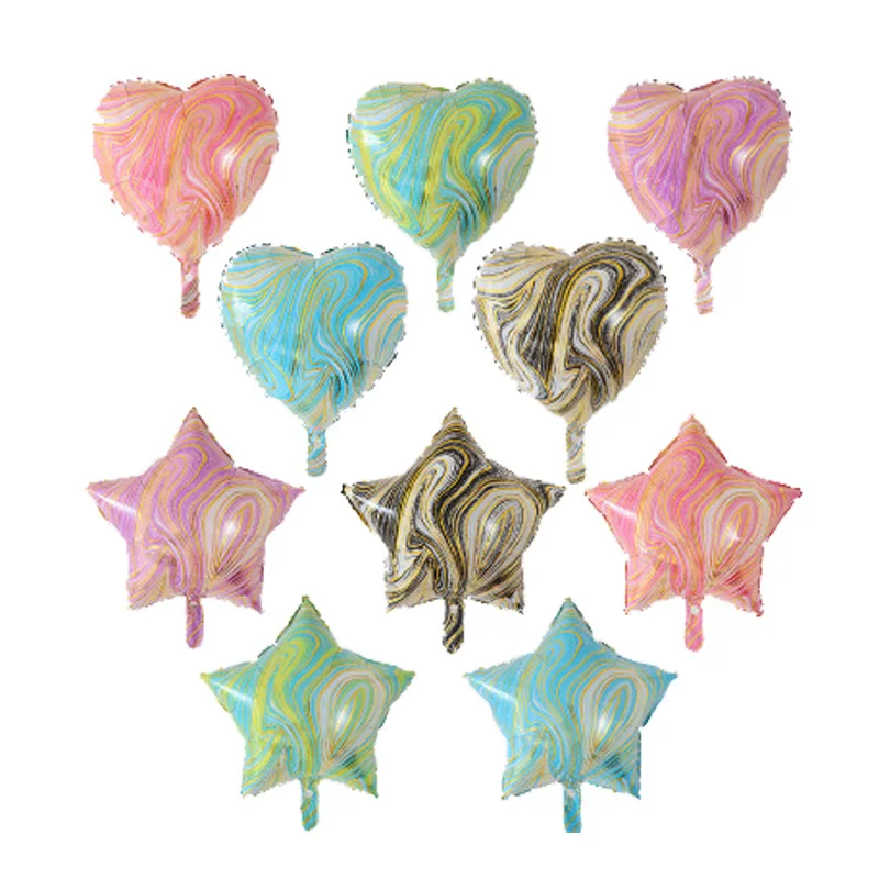 

Воздушные шары из алюминиевой фольги, украшение для детской вечеринки, 18 дюймов под мрамор, сердце, звезда, агат, для праздника, дня рождения,...