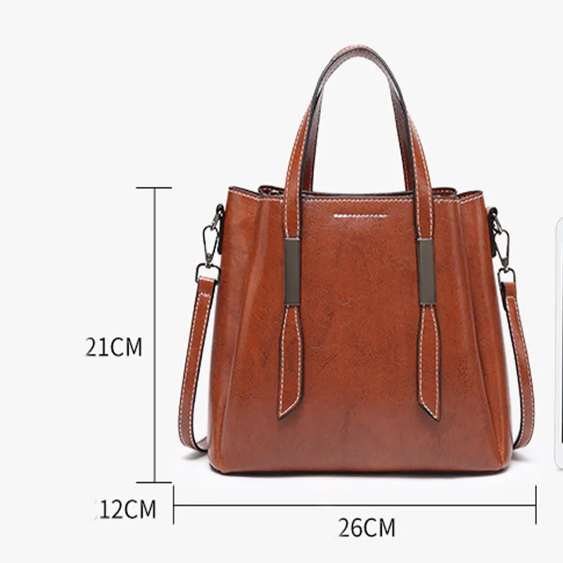 

Ddjpd New Retro Leather Portable Bag Female Large-Capacity Versatile One-Shoulder Messenger Handbag Trend Solid Color Handbag