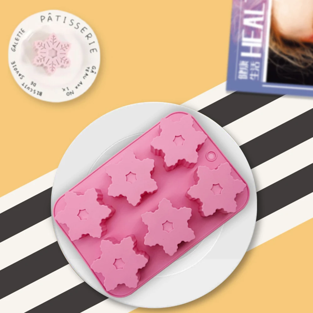 

6 Flowers Silicone Cake Mold Handmade Soap Moluds Six Cherry Blossom Snowflake Jelly 3D DIY Making for Baking Decoration Tools