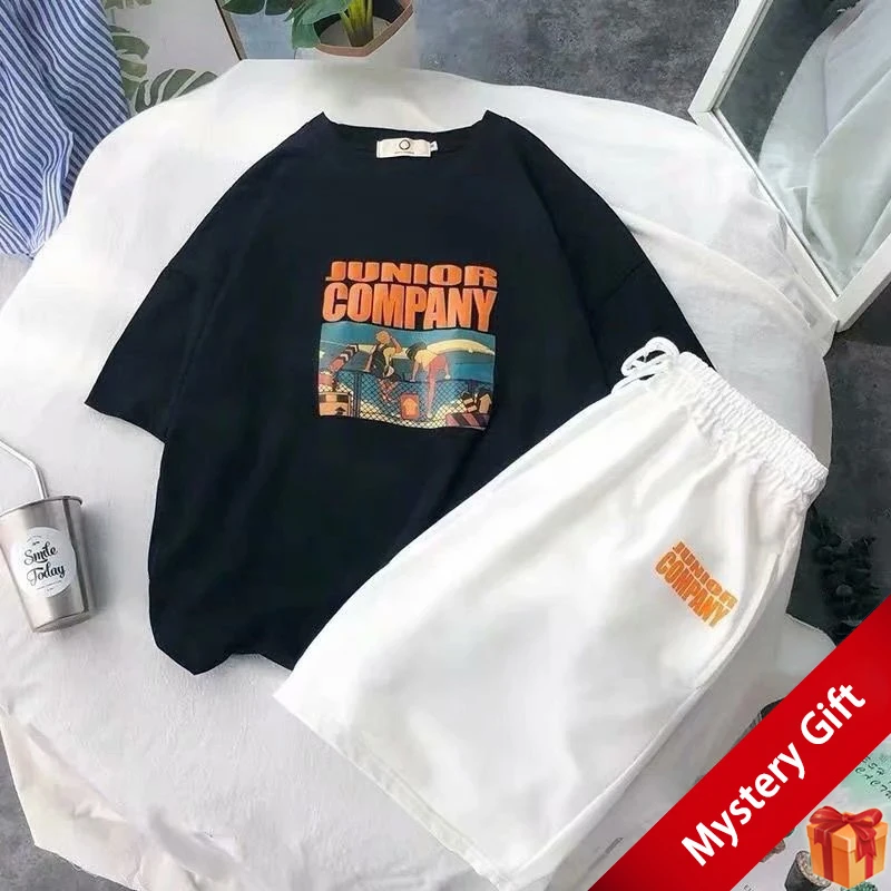 

Костюм мужской спортивный из двух предметов, свободная футболка с коротким рукавом и шорты, модная повседневная Дизайнерская одежда в Коре...