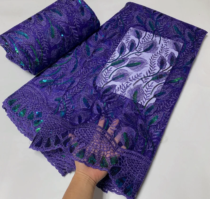 

OK6054 2021 Purple Color Net Lace Fabrics For Wedding African Fabrics For Nigerian