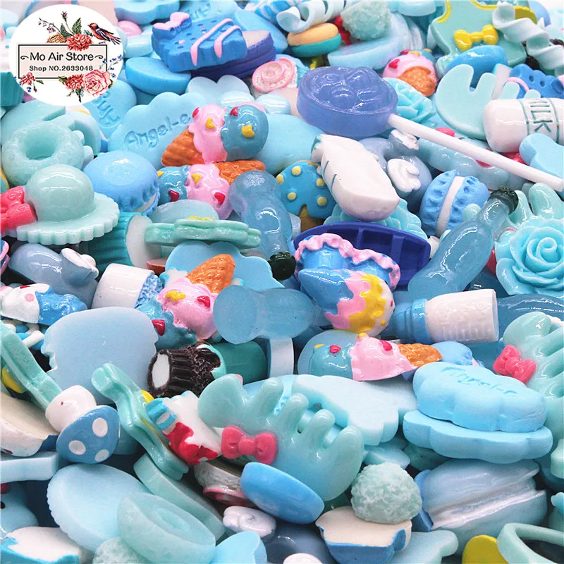 Смешанный дизайн десерт мультфильм синий лед цвет 20 шт. искусство поставка