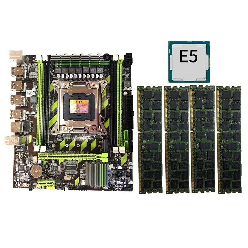 

X79 Motherboard Set LGA2011 E5-2650 V2 CPU 4X DDR3 4G RAM PCI-E X16 SATA3.0 Motherboard Support Non-ECC/REG ECC/ECC RAM