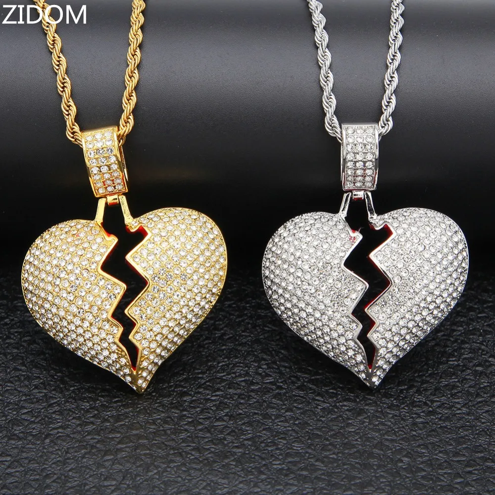 Мужское ожерелье с подвеской в виде сердца 60 см длинная витая цепь стиле хип хоп